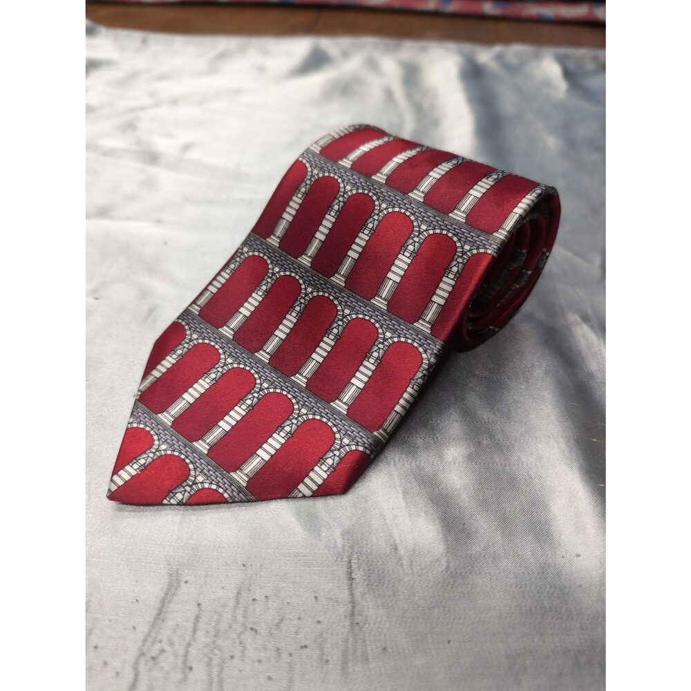 David Taylor Red Vintage Roman Colosseum Aqueduct Pillar Arch Necktie